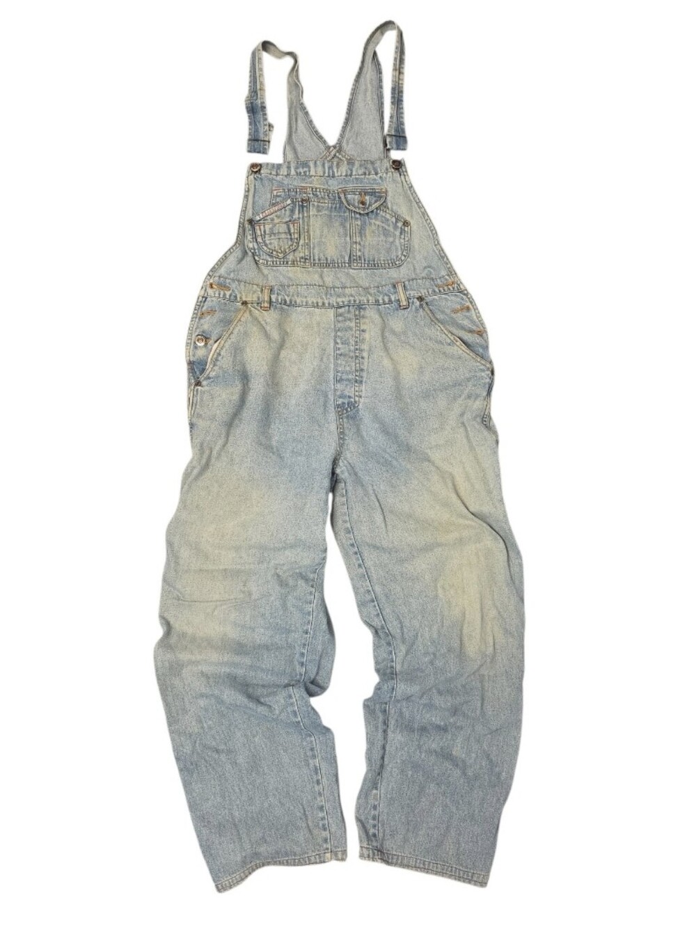 Sqeeze Jeans Womans Vintage Cotton Light Wash Baggy Demin Overalls